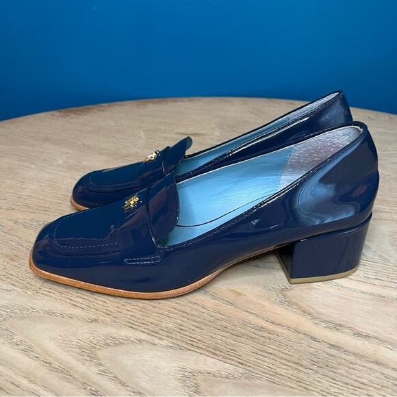 Frances Valentine Twiggy Loafer Navy Patent Leather Square Toe Women’s Size 8 - Picture 4 of 12